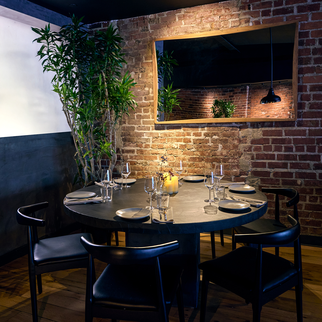 Cozy restaurant table with elegant settings.